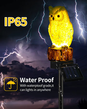 iStatue weatherproof solar owl light withstands rain and snow