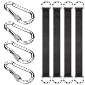 ISUSSER tree swing straps kit packaging shows durable nylon straps and steel carabiners.