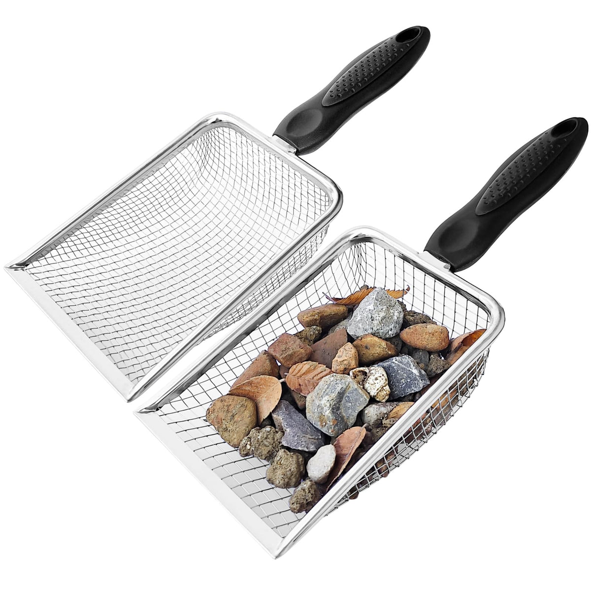 ISYOKE Gardening Sifter two-pack with 3.8mm and 5mm mesh for precise soil screening.