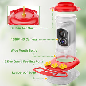 isYoung hummingbird feeder wide-mouth refill makes filling and cleaning effortless.