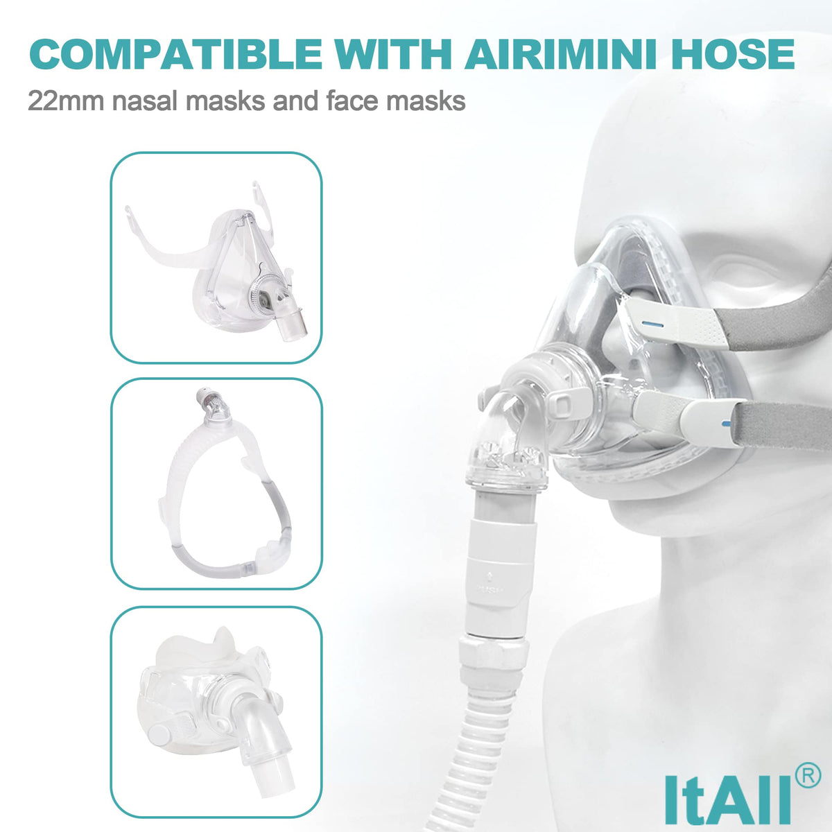 ItAll 22mm diameter hose adapter supports using your preferred hose with AirMini.