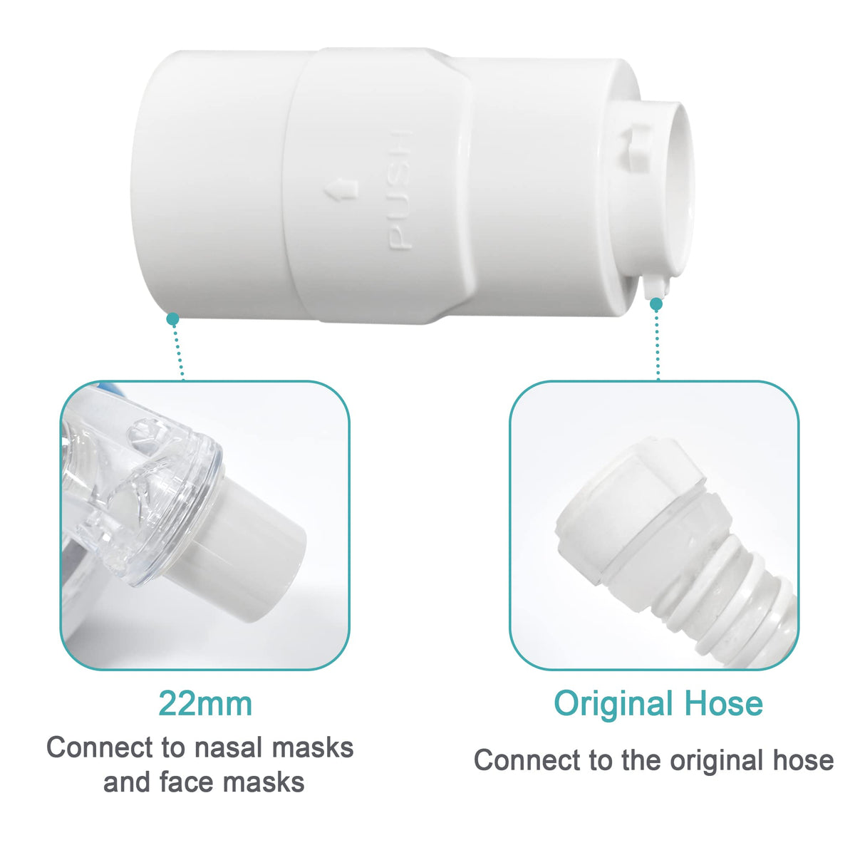 ItAll tube connector 22mm diameter enables easy travel setup with compatible hoses.