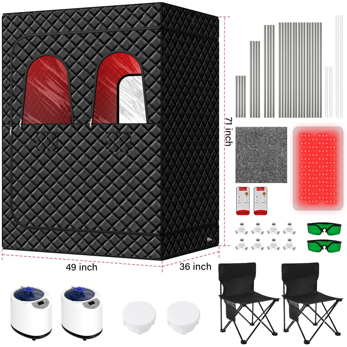 iTHERAU folding chair and easy-clean fabric inside compact sauna tent