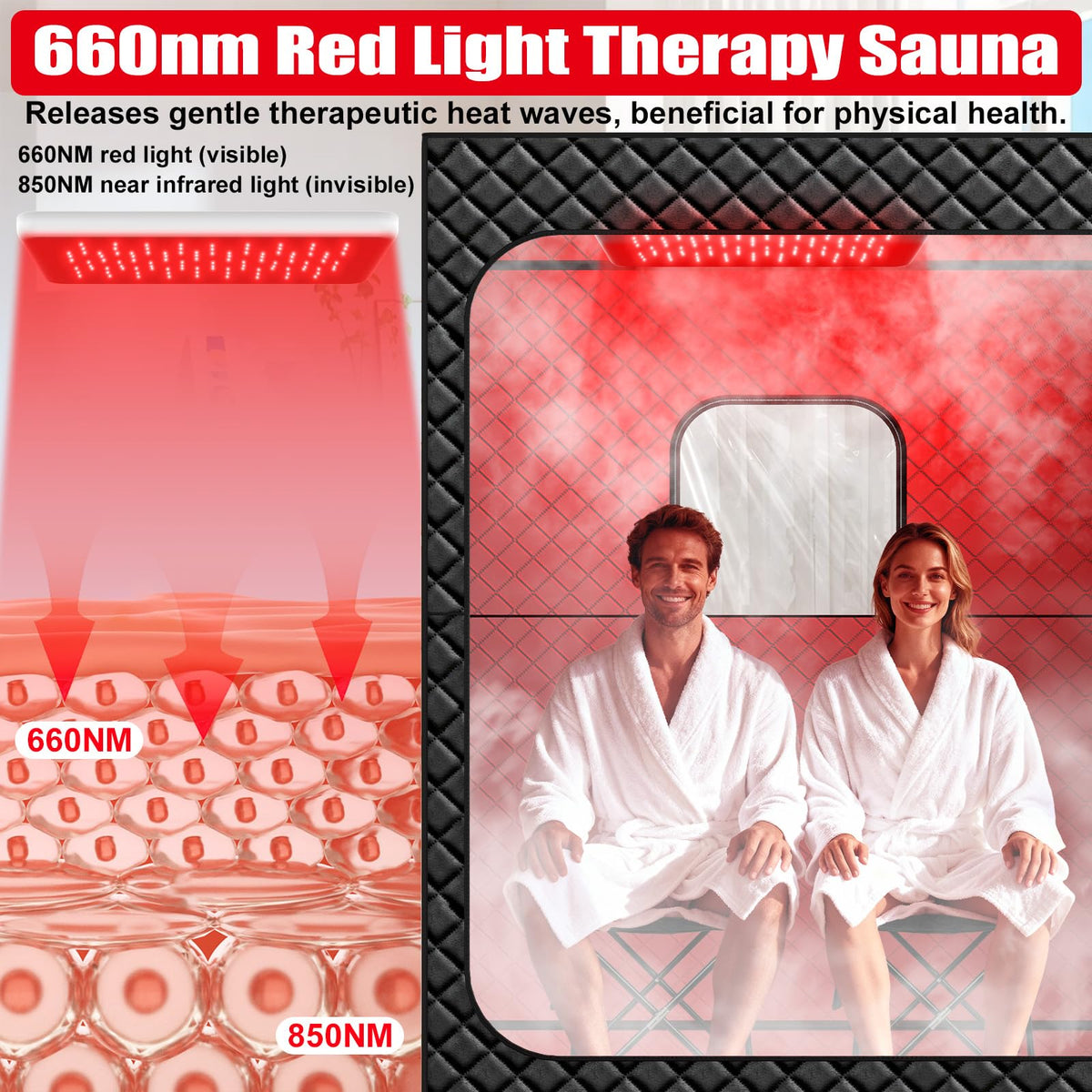 iTHERAU red light therapy lamps glow 660nm and 850nm for a soothing ambiance