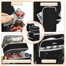 Built-in bottle opener on shoulder strap for quick refreshments