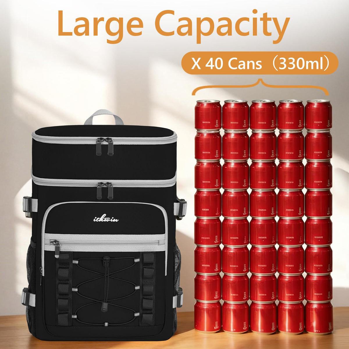 Adjustable side straps secure bottles and blankets on the go