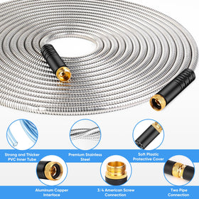 Itsonestep 50ft kink-free spiral hose maintains steady water flow during tasks.