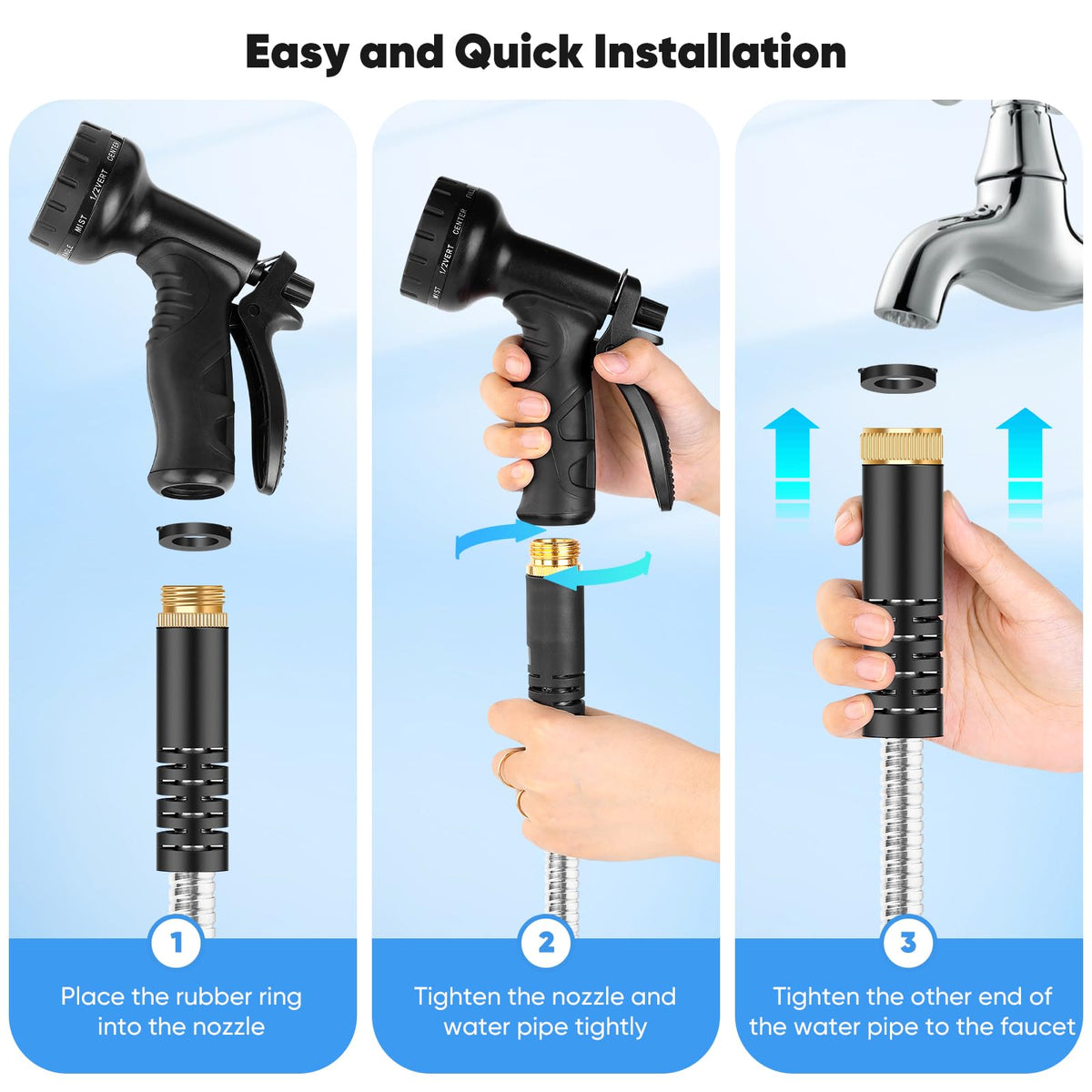Itsonestep lightweight hose with ergonomic grip makes watering effortless.