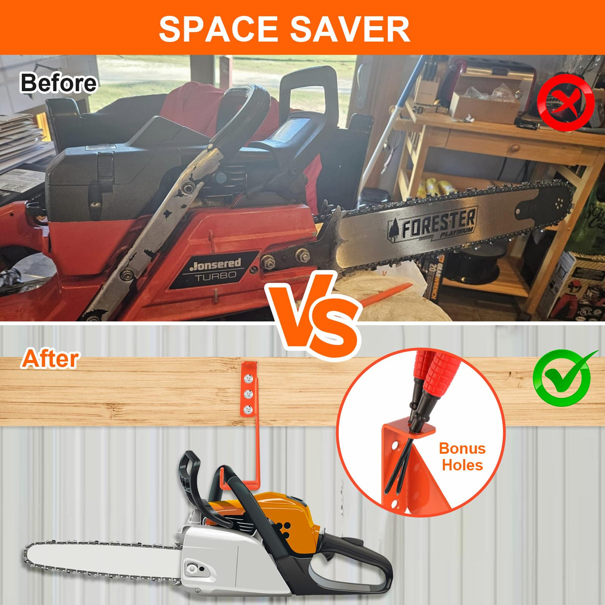 iulrtba heavy-duty chainsaw hanger made of 10-gauge steel for garage organization