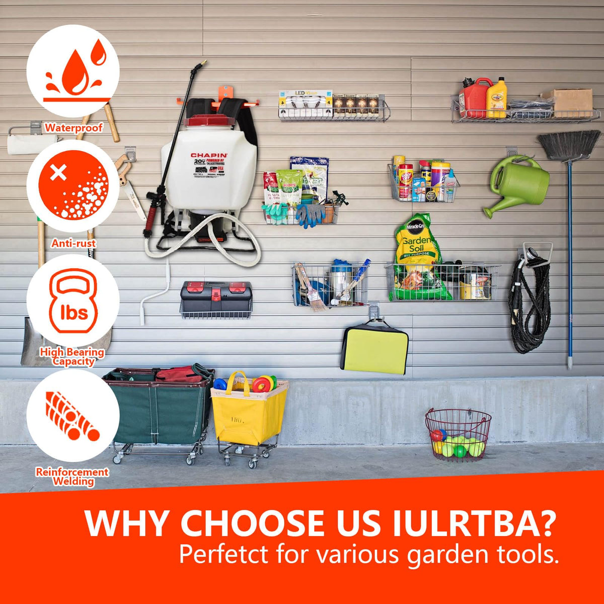 iulrtba space-saving design helps tidy garages and sheds
