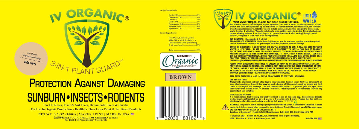 IV Organic 3-in-1 Plant Guard tree-paste application for targeted plant care.