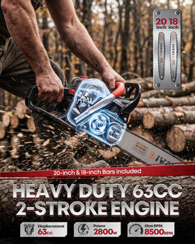 IVOVI 63CC chainsaw with an easy-start system for quick ignition