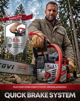 IVOVI 63CC chainsaw with shock-absorbing handles for reduced fatigue