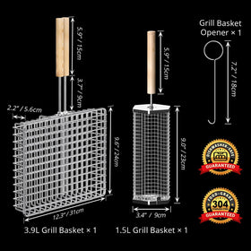 ivtivfu grill basket hexagon for vegetables and shrimp keeps small pieces in place during grilling
