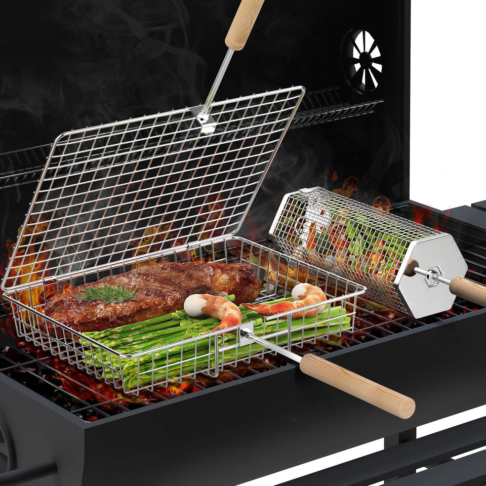ivtivfu grill basket rectangle for steaks and fish delivers even cooking and easy turning