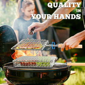 Ivtivfu nesting-design grill basket set saves space during camping.