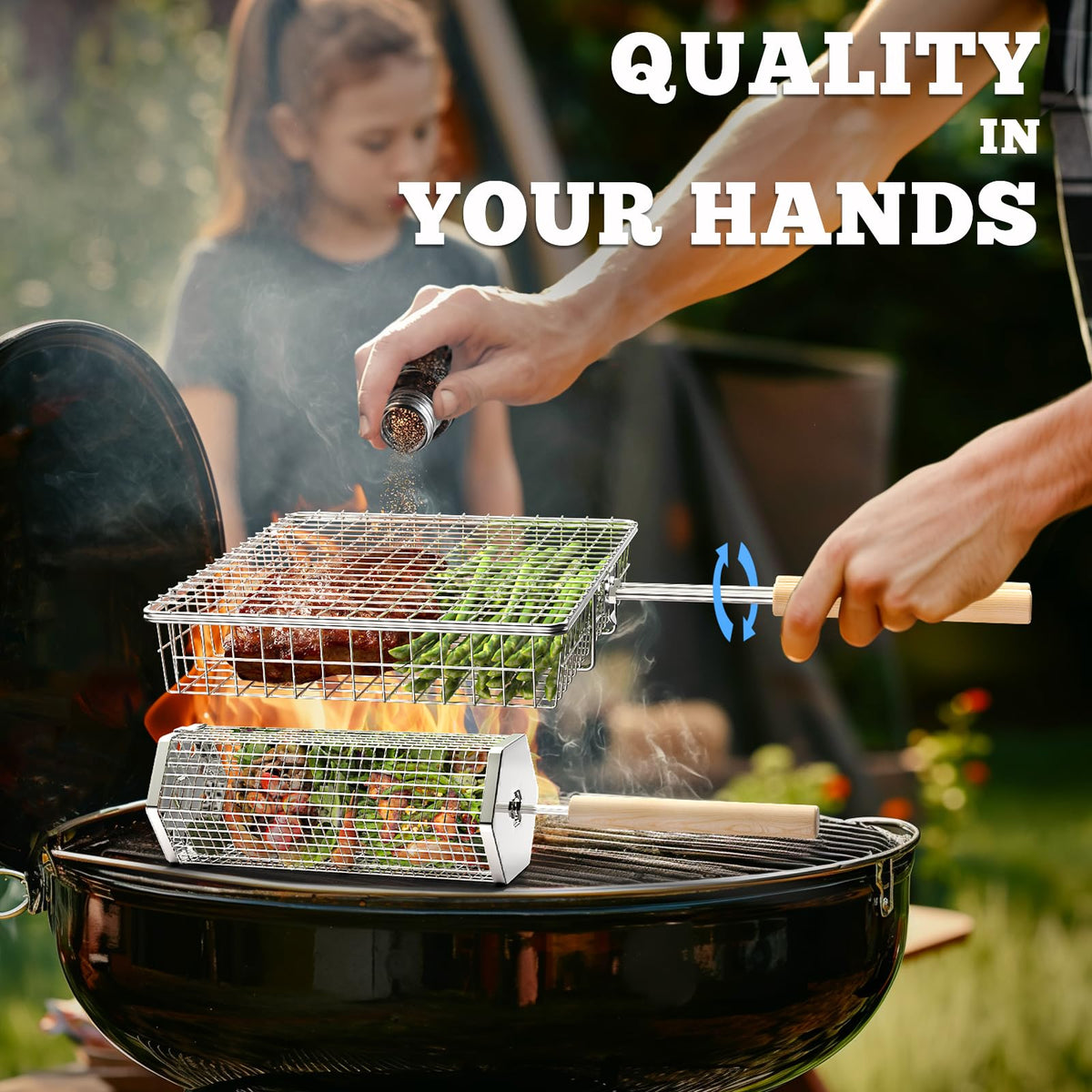 ivtivfu removable wooden handle enhances grip and safer handling on the grill