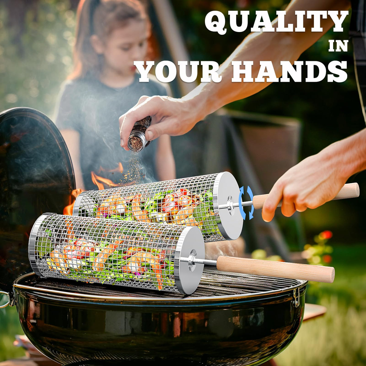 Ivtivfu 304 stainless steel grill basket resists rust and cleans easily.