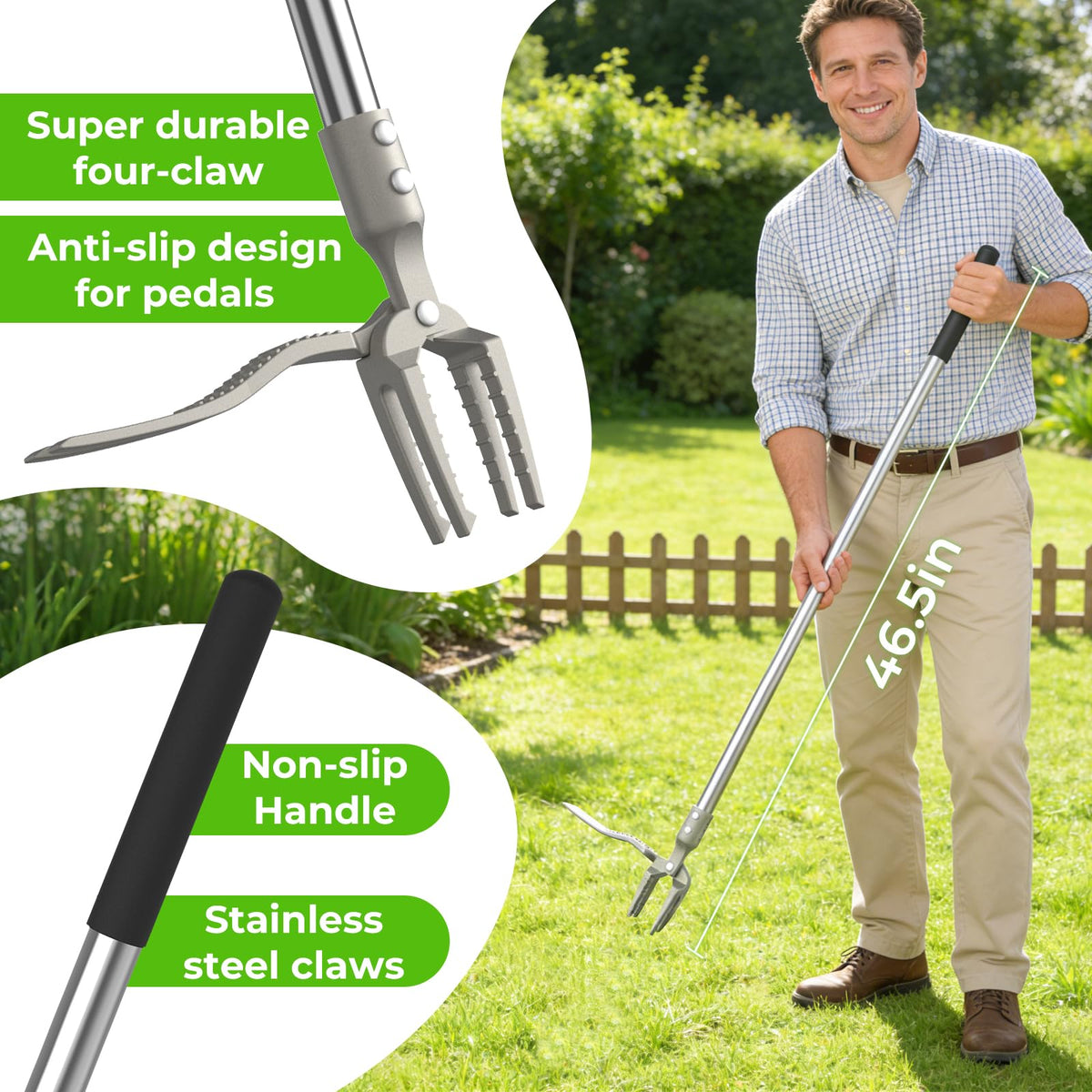 IVVIC dandelion root removal action extracts stubborn roots from soil