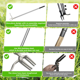 IVVIC stainless steel weeder close-up shows rustproof finish for long-term use