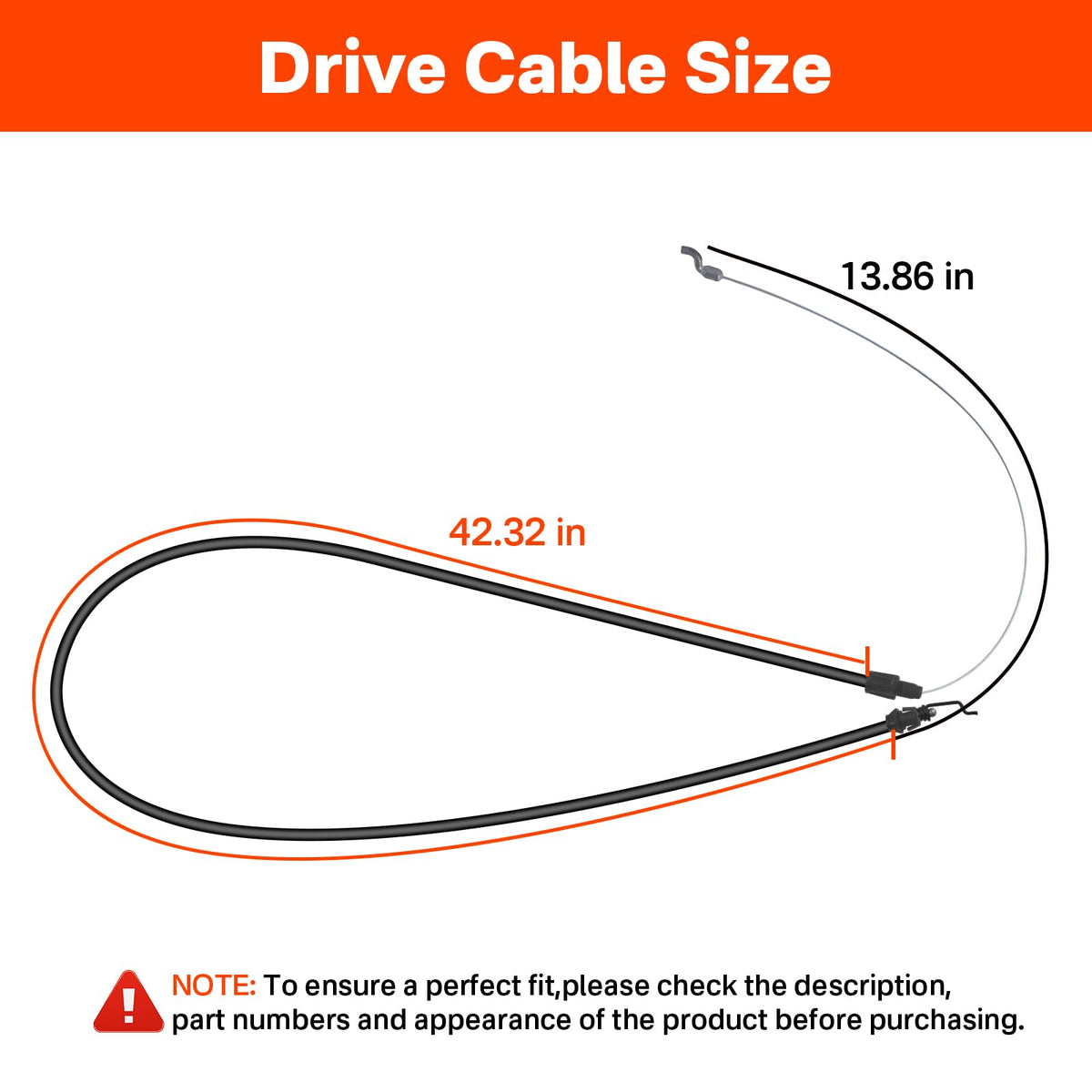 IWIWE drive cable length 56.18 inches fits compatible mowers