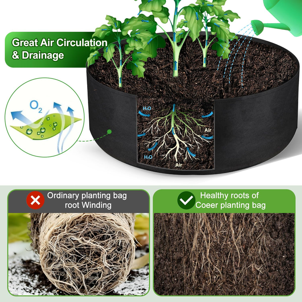 IWNTWY 24-inch diameter garden bed fits balconies for compact vegetable growing
