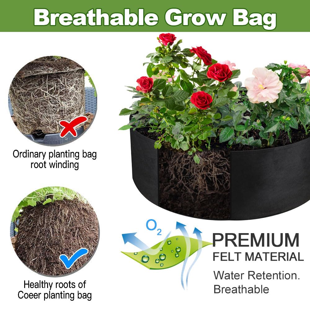 IWNTWY 15-gallon grow bag drainage system prevents overwatering and excess moisture.