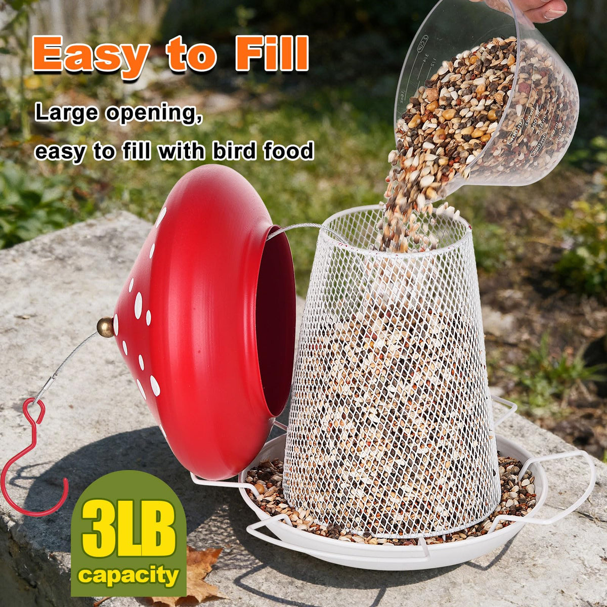IWNTWY Bird Feeder four-perch design supports multiple birds feeding.