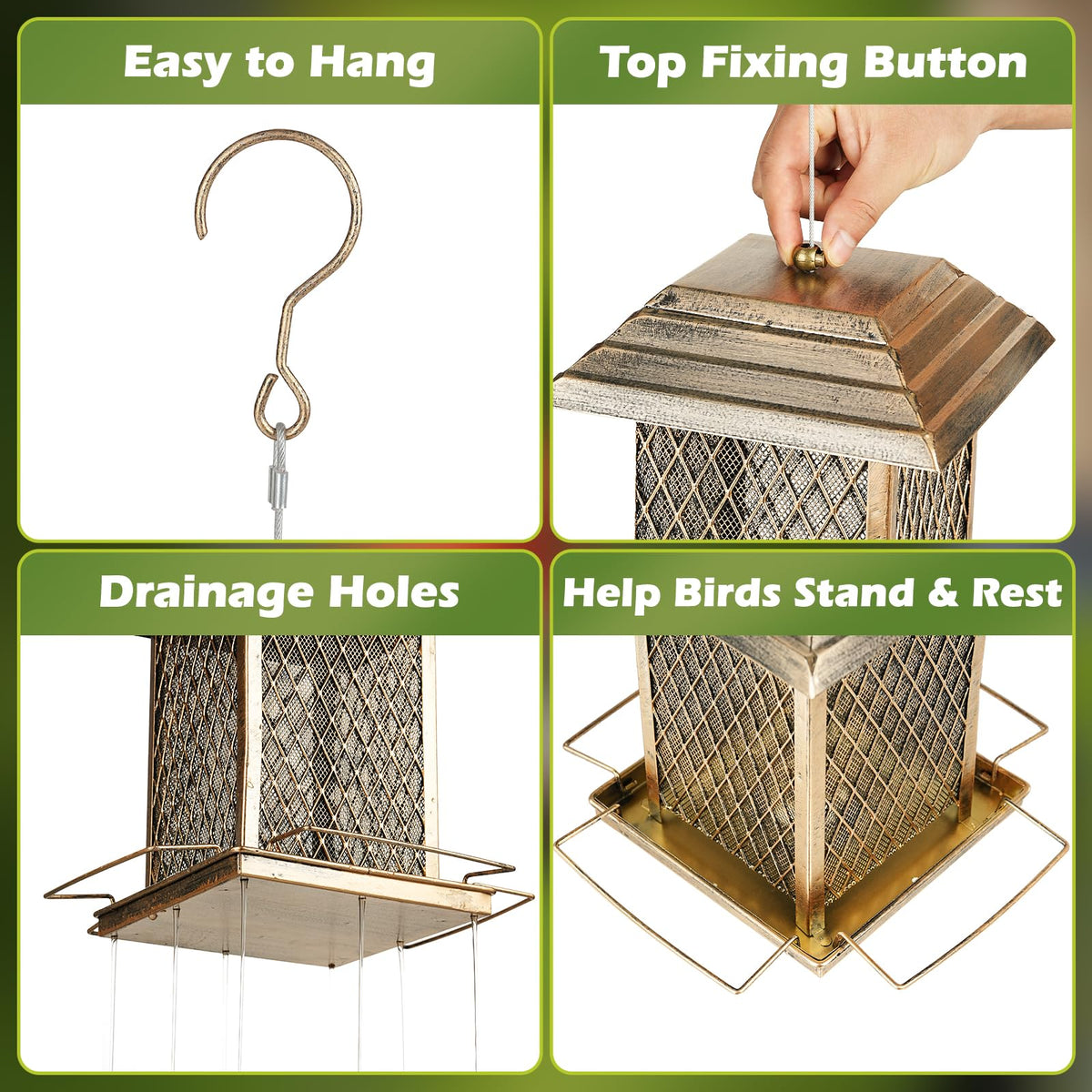 IWNTWY Bird Feeder copper-plated finish adds vintage charm to your yard