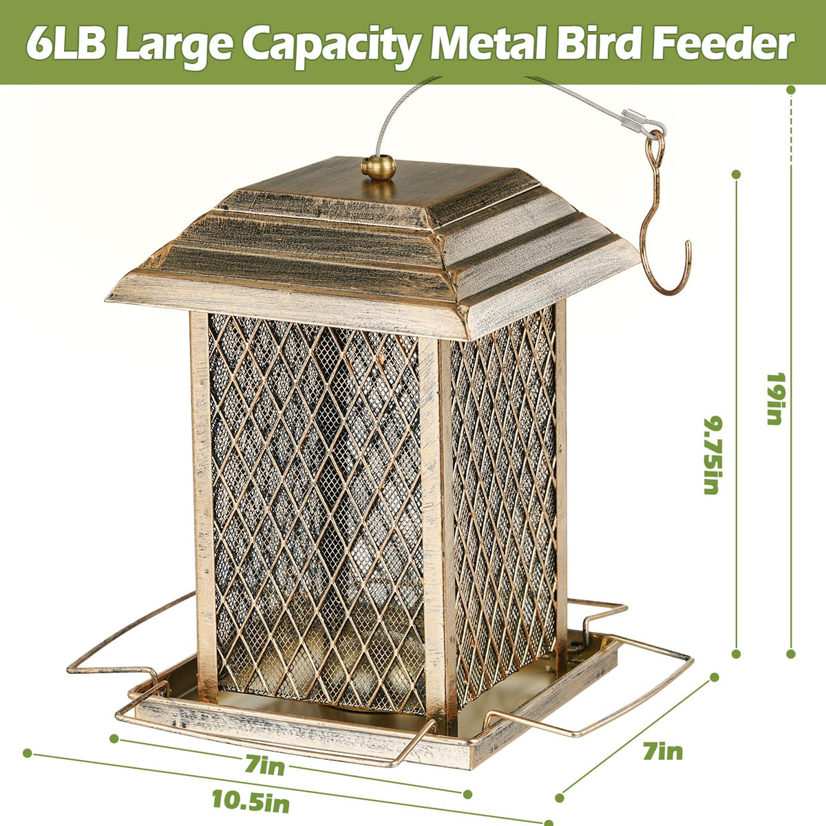 IWNTWY Bird Feeder diamond mesh detail allows quick viewing of visiting birds