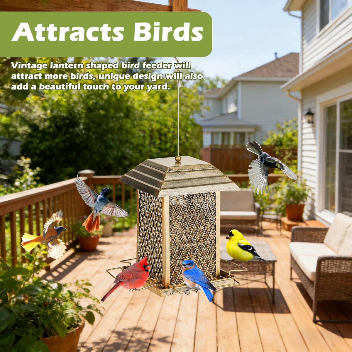 IWNTWY Bird Feeder easy-fill top opening simplifies refills