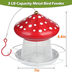 IWNTWY Bird Feeder side view highlights sturdy metal and outdoor durability.
