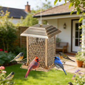 IWNTWY Bird Feeder round buckle lid secures seeds from rain and pests