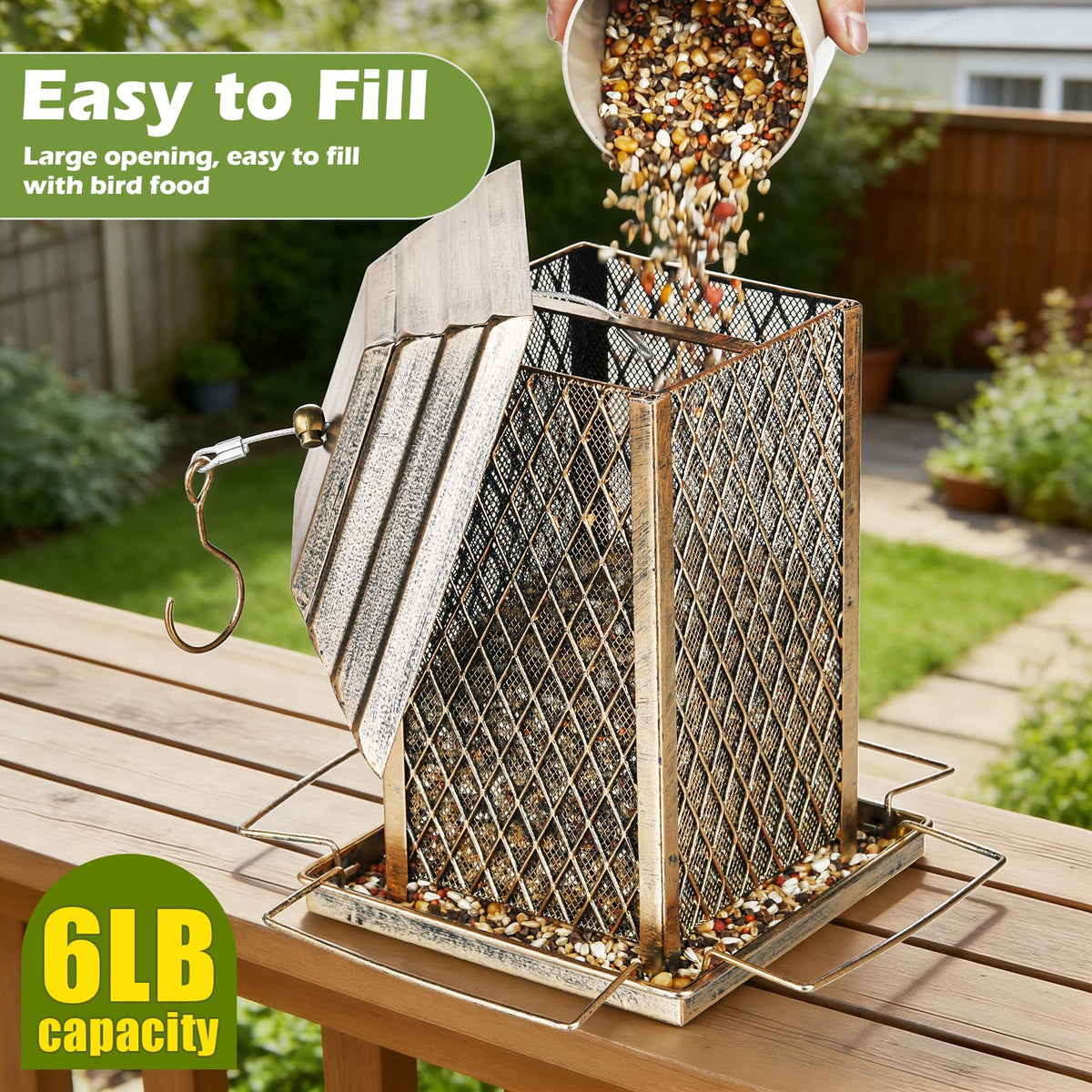 IWNTWY Bird Feeder rust-resistant coating withstands outdoor weather