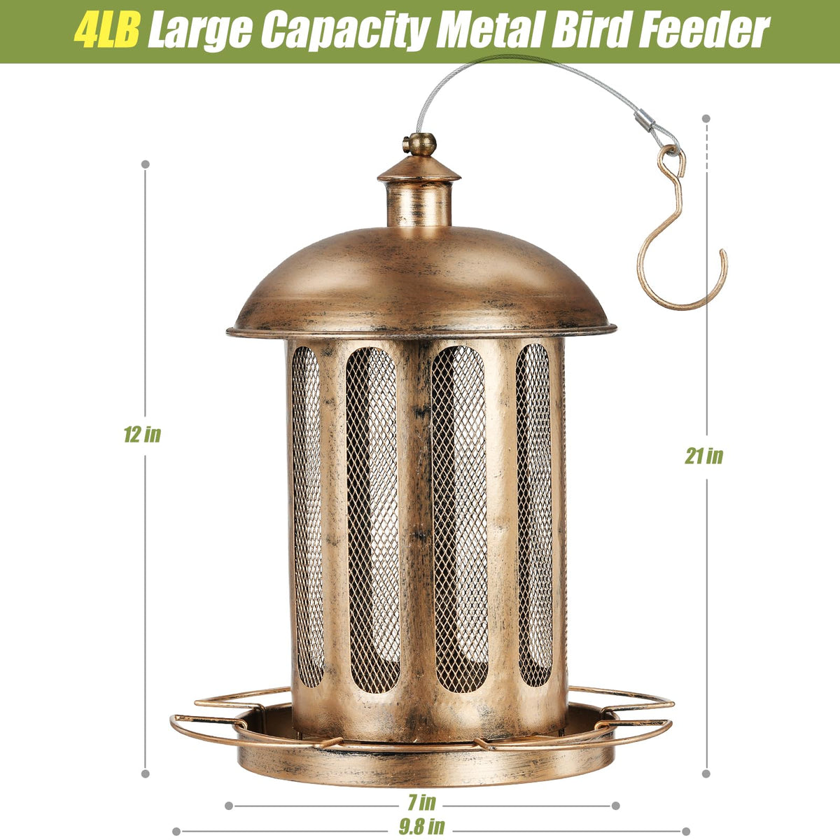IWNTWY durable metal bird feeder withstands weather for year-round use.