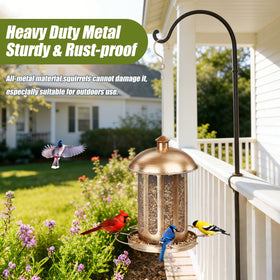 IWNTWY lid-secure bird feeder protects feed from scavengers.