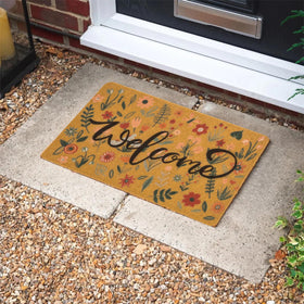 IZUS Floral Welcome Doormat with non-slip backing for daily safety