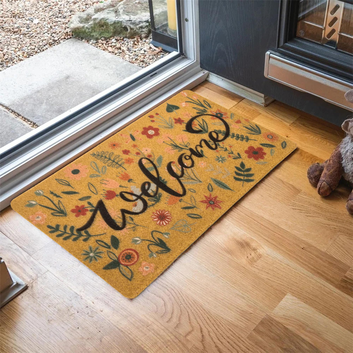 IZUS Floral Welcome Doormat seasonal decor for festive entryways