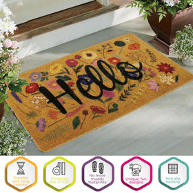 IZUS front door mat suitable for porches and indoor thresholds with seasonal appeal.