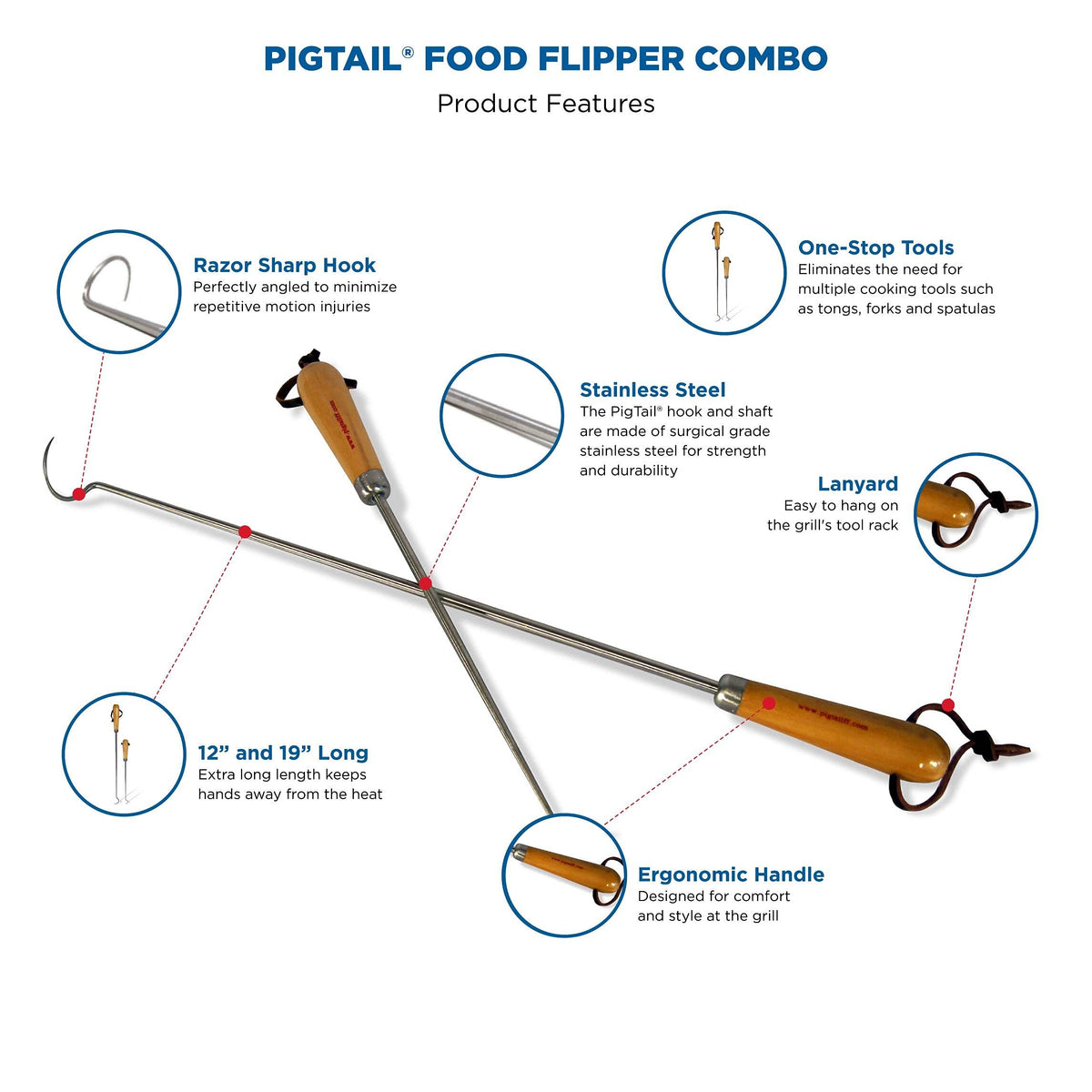 Jaccard Pigtail Flipper with stainless shaft and snare for durable flips.