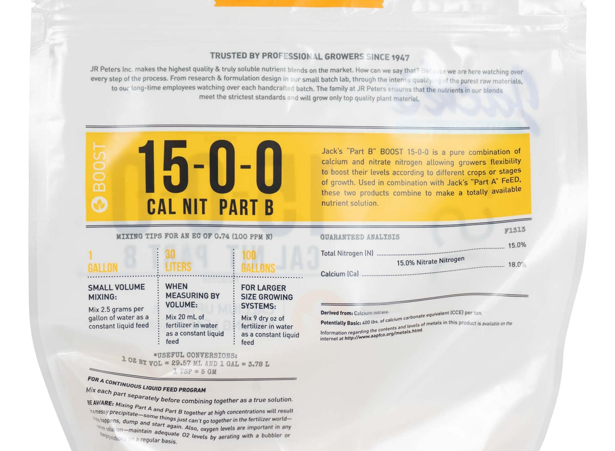 Water-soluble powder from Jack's Classic highlighting easy mixing for multiple gallons.