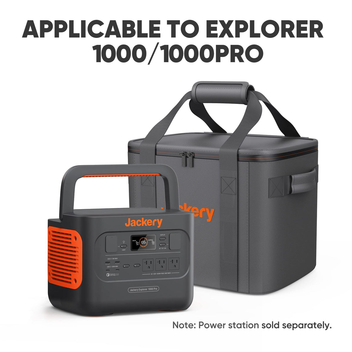 Jackery carrying case bag for Explorer 1000 ready for outdoor transport.
