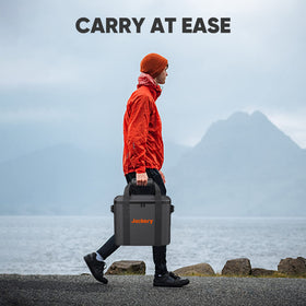 Jackery case with double handles ready for car camping trips.