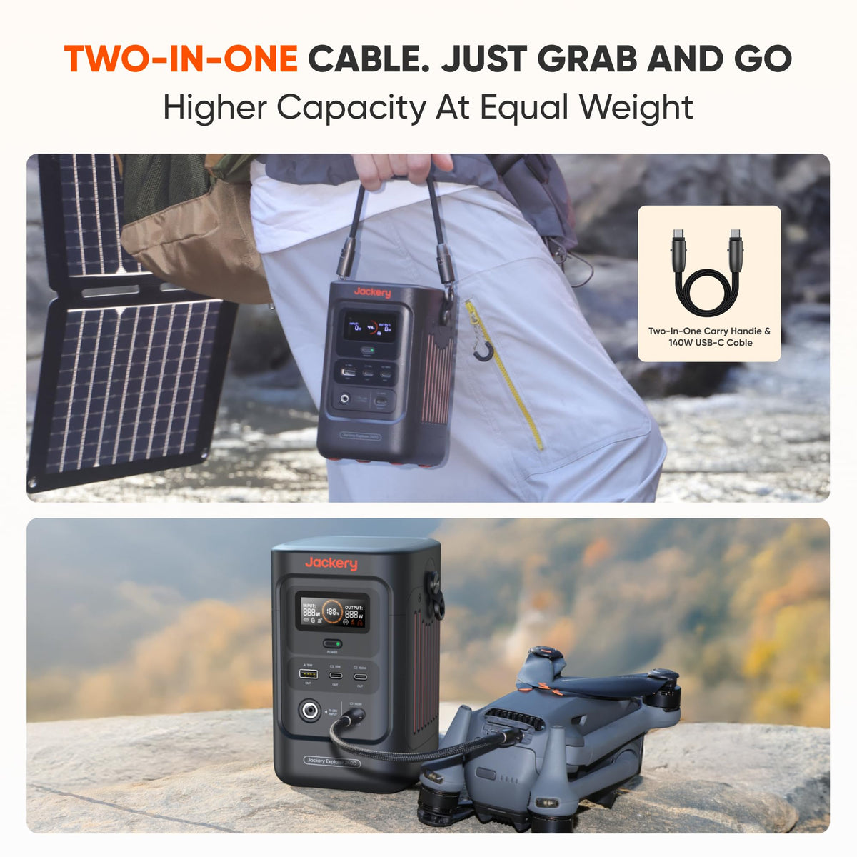 Jackery Explorer 240D fast charging via AC-DC input.