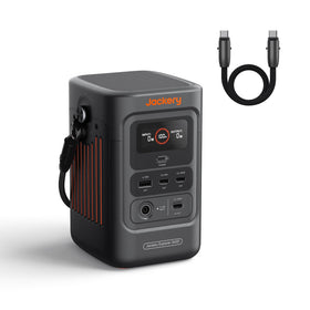 Jackery Explorer 240D front view highlights compact design for easy outdoor use.