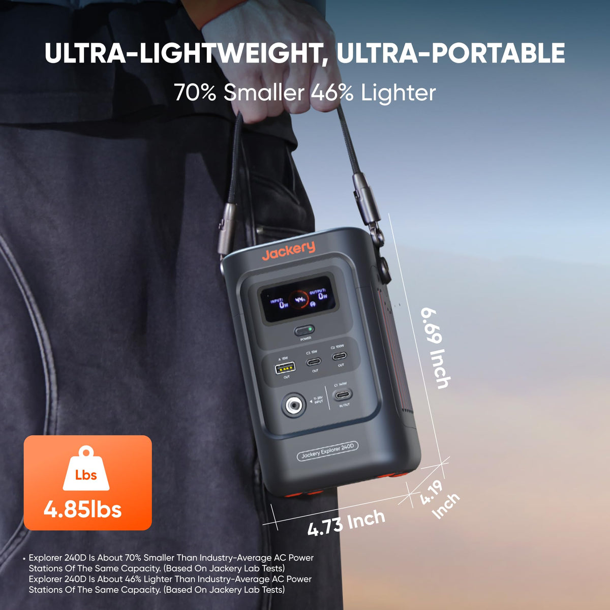 Jackery Explorer 240D ideal for outdoor use with travel.