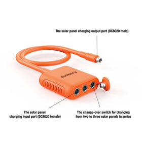 Jackery solar-series male connector shown for reliable panel-to-station connections.