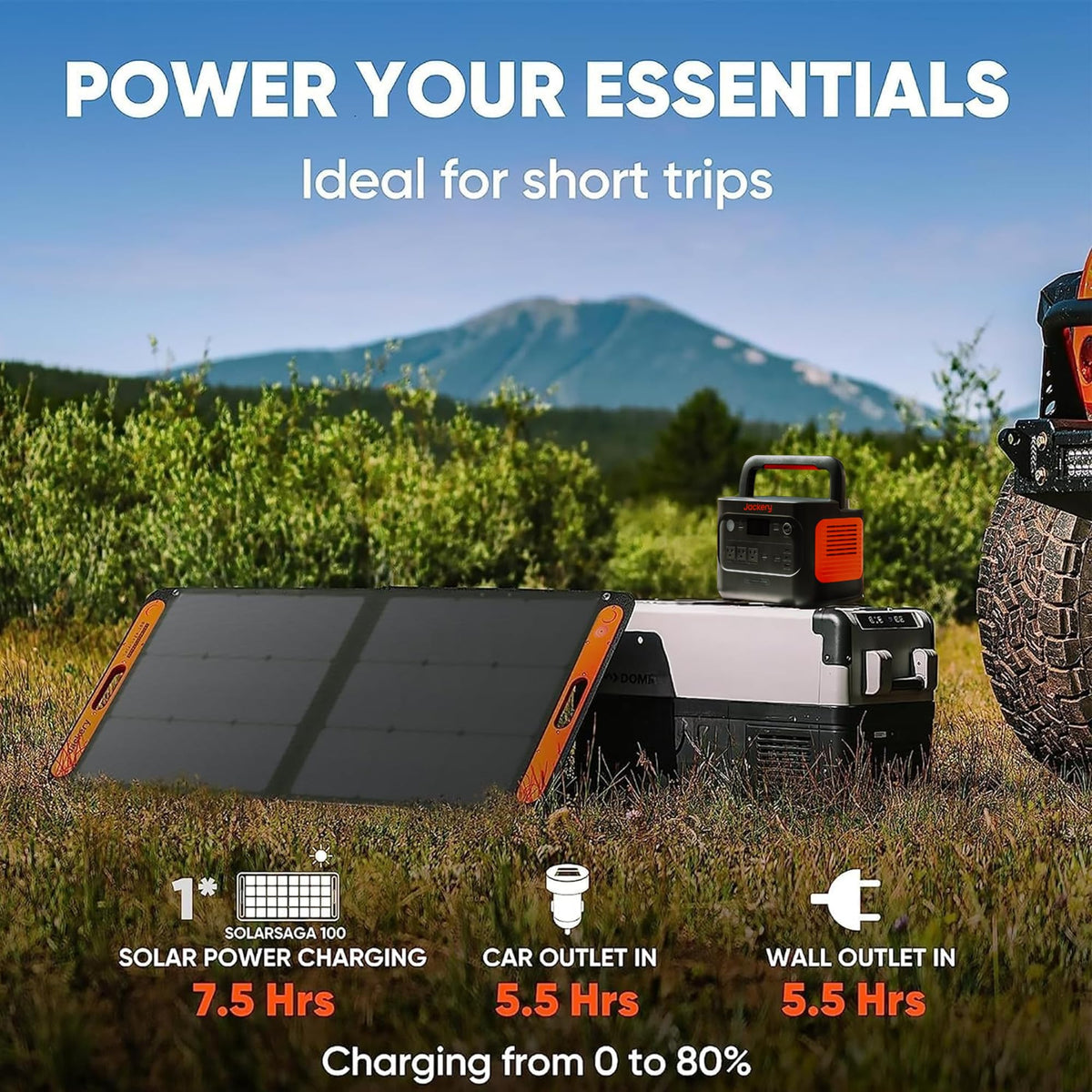 Jackery SolarSaga 100W panel with kickstands setup for optimal sun