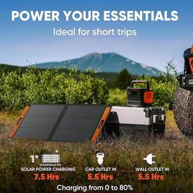 Jackery SolarSaga 100W panel with kickstands setup for optimal sun