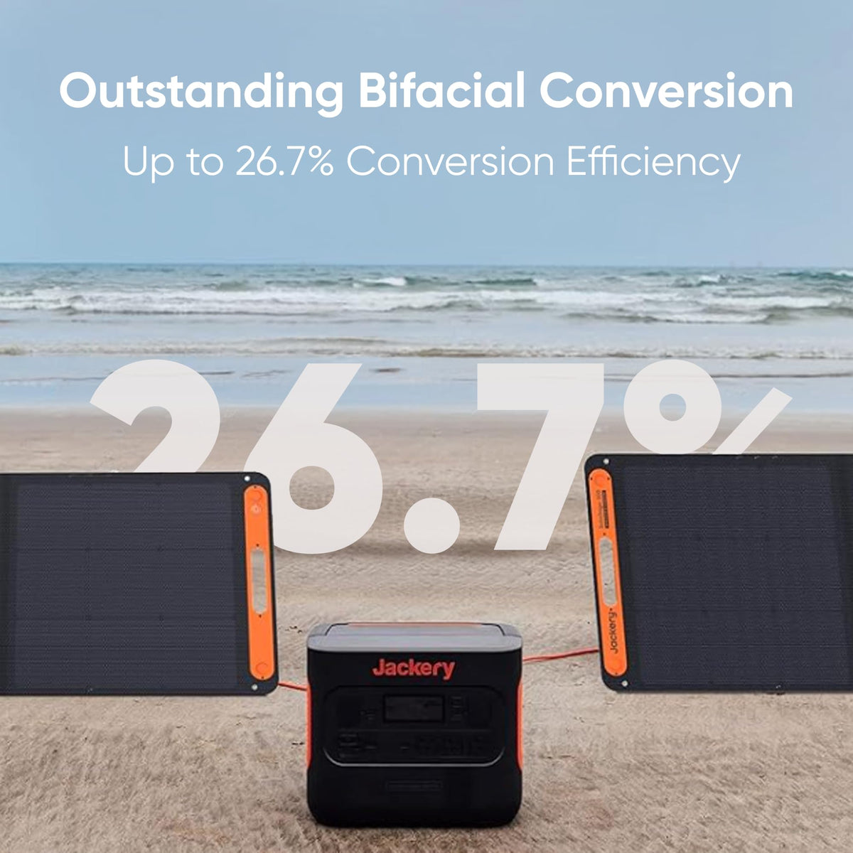 Jackery SolarSaga 200W bifacial panel side-angle view highlighting compact design for easy transport.
